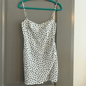 Zara White Mini Dress with Black Polka Dots